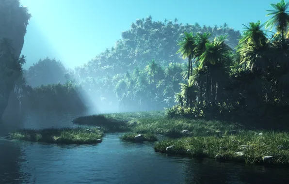 Nature, rock, vegetation, pond, lake tranqulity reinvented