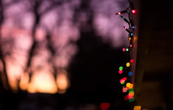Lights, background, holiday, widescreen, Wallpaper, mood, new year, blur