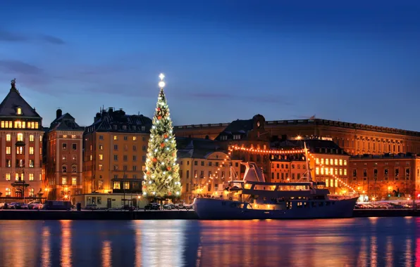Decoration, city, the city, lights, street, tree, New Year, Christmas