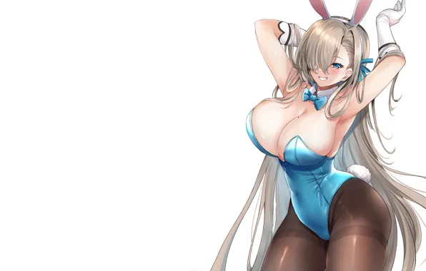 Girl, sexy, cleavage, long hair, boobs, anime, blue eyes, beautiful
