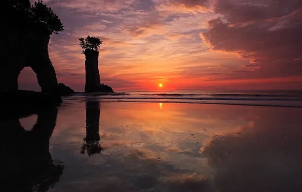 Sea, rocks, shore, morning