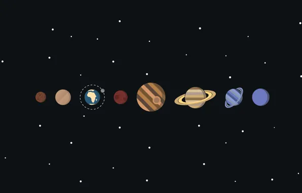 Space, stars, planet, vector, solar system
