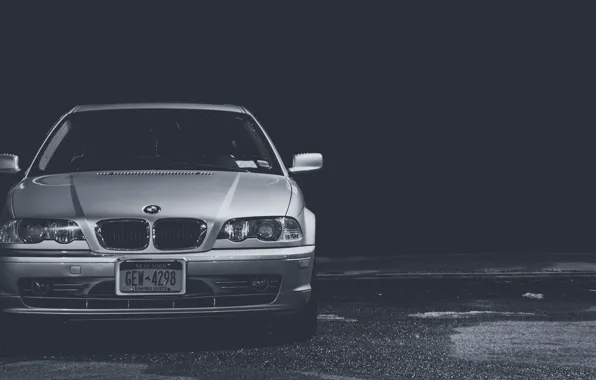 Picture BMW, BMW, black and white, E46