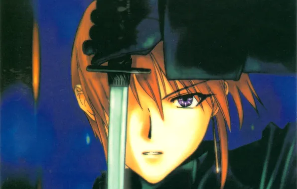 Picture look, katana, blade, gloves, red, guy, art, Weiss Kreuz