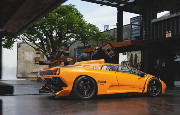 Orange, Lamborghini, supercar, Diablo, Lamborghini, Lamborghini Diablo GT2