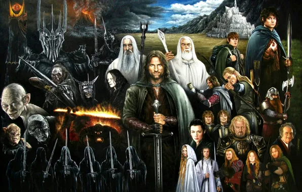 Gollum, The Lord Of The Rings, Aragorn, Frodo Baggins, Sauron, The Nazgul