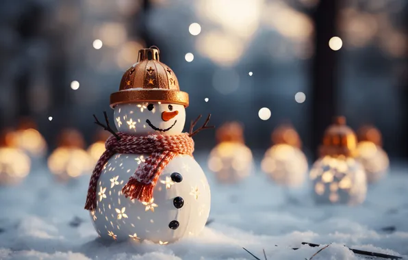 Winter, snow, Christmas, New year, snowman, Christmas, winter, snow
