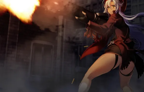Ass, girl, smile, gun, sleeve