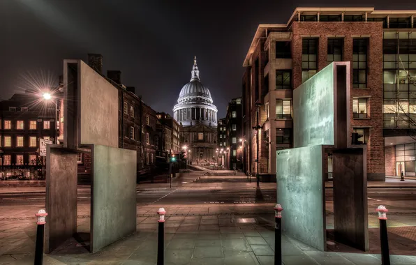 Picture night, England, London, night, London, England, st pauls cathedral