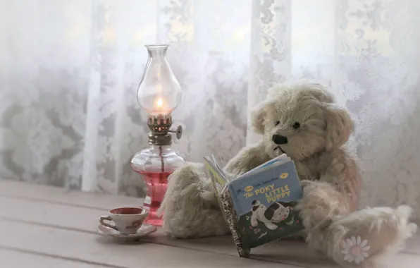 White, childhood, style, retro, background, tea, toy, lamp