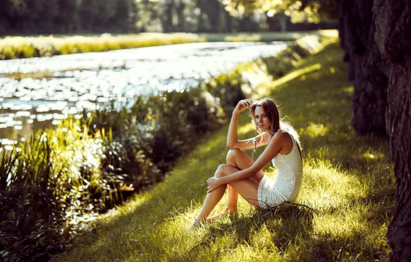 Picture summer, girl, nature, river, Julia Janine Schwark
