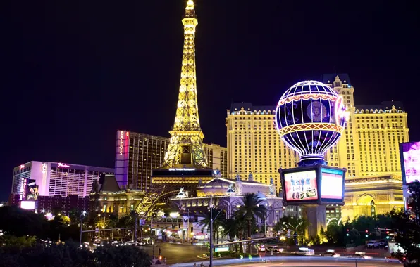 The sky, lights, tower, home, the evening, Las Vegas, USA, Nevada
