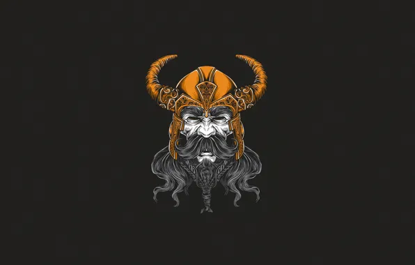 Minimalism, Style, Face, Warrior, Helmet, Background, King, Beard