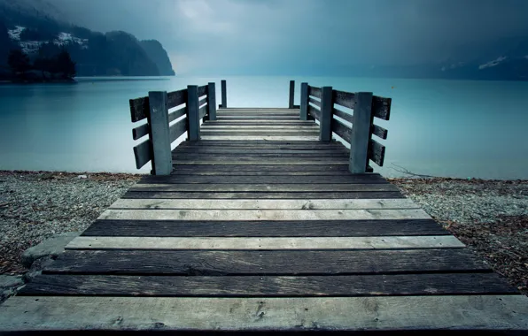 Picture landscape, bridge, lake