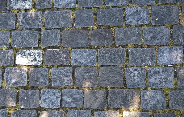 Wallpaper, grass, road, grey, texture, background, stones, paving-stones