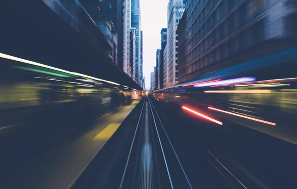 Picture train, home, excerpt, Chicago, USA