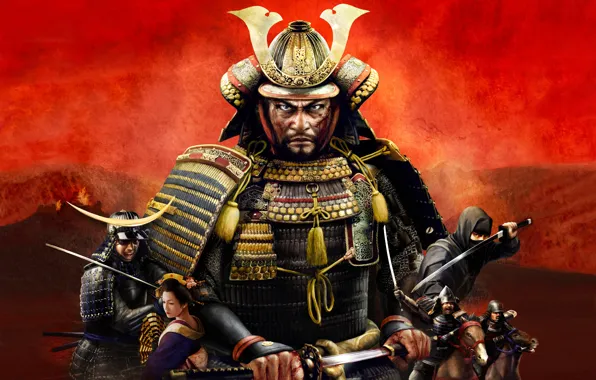 Close-up, art, samurai, Total War, Shogun 2, strategy, wallpaper., Bushido