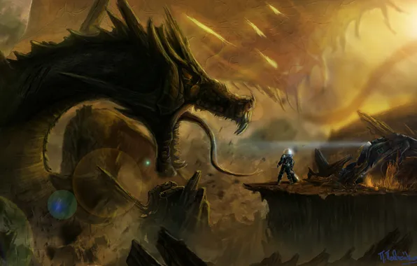 Transport, dragon, people, planet, the suit, art, giant