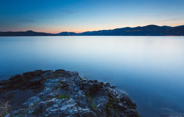 Sea, the sky, water, nature, lights, lights, rocks, shore