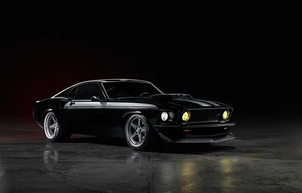 Picture Ford, Ford Mustang, SEMA, Ringbrothers, Dark Background, Black, SEMA 2025, Kingpin