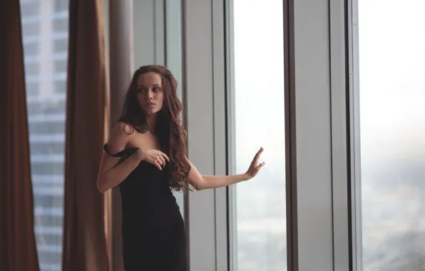 Look, girl, dress, window, shoulders, Fenix Raya, George Adcock