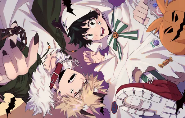 Pumpkin, guys, costumes, Halloween, My hero Academy, My Hero Academia, Boku No Hero Academy, Midori …