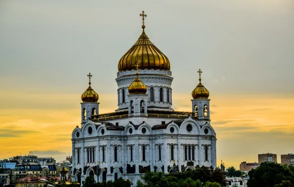Picture landscape, sunset, the evening, Moscow, The good old-fashioned Christian Church of the Savior