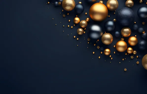 Balls, the dark background, Christmas, New year, blue background, Christmas decorations, Christmas decorations, AI art