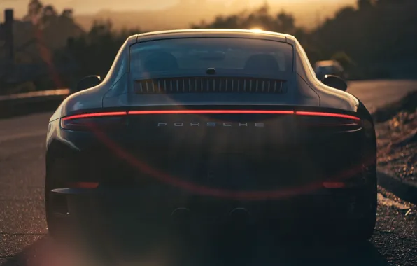 Sunset, Auto, Black, 911, Porsche, Machine, Blik, Carrera