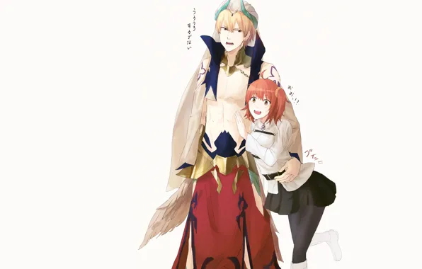 Girl, anime, art, guy, characters, Gilgamesh, Fate / Grand Order