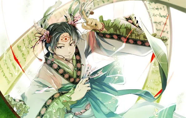 Magic, the demon, horns, spell, scroll, print, Hoozuki no Reitetsu, youkai