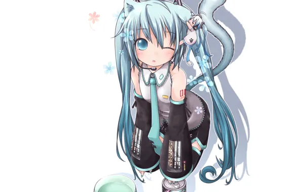 Tail, bowl, vocaloid, Vocaloid, miku hatsune, Miku Hatsune