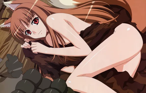 Picture Look, Anime, Naked, Anime, Horo, Red, Nude, Spice and wolf