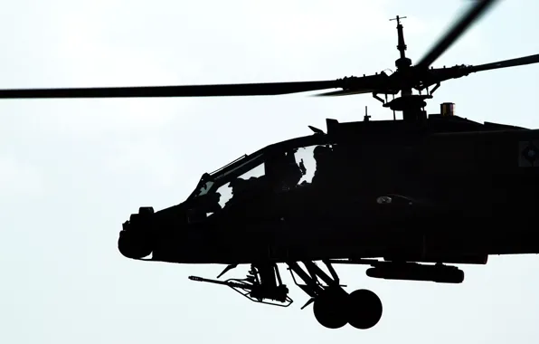 Picture silhouette, helicopter, machine gun