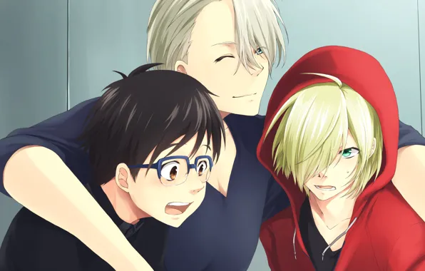 Picture anime, art, skaters, guy, three, Yuri on the ice, Yuri On Ice