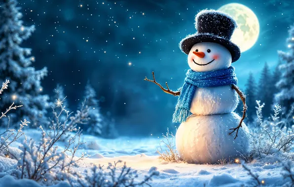 Winter, snow, decoration, Christmas, New year, snowman, happy, Christmas
