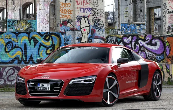 Machine, Audi, graffiti, Prototype, e-tron, the front