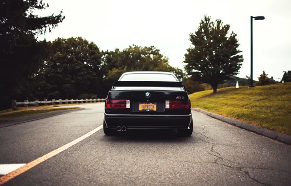 Picture road, black, tuning, BMW, BMW, black, tuning, E30