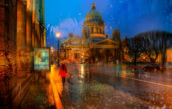 Picture nature, the city, rain, the evening