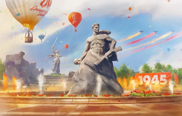 Picture balloon, victory day, May 9, Tanks, 1941 - 1945, Game, World of tanks, 1941