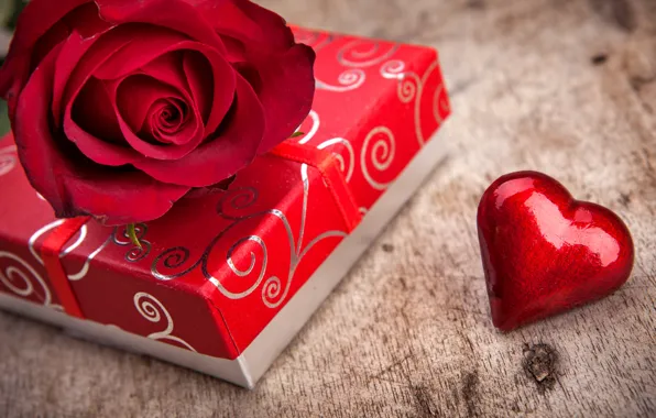 Box, gift, rose, love, rose, heart, flowers, romantic