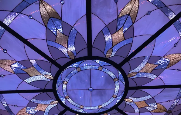 Glare, texture, the ceiling, stained glass, ornament, fragment, colored glass, sparkle glass