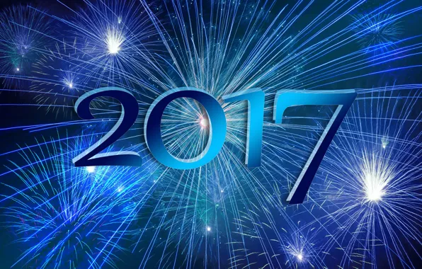 Picture night, blue, lights, background, holiday, blue, graphics, new year