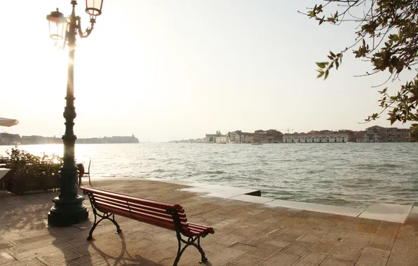 Picture the city, lantern, Venice, bench