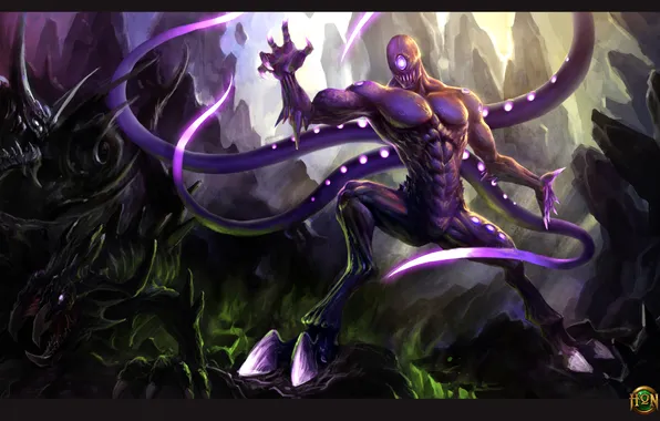 Picture darkness, tentacles, Heroes of Newerth, monst, HoN, Grinex