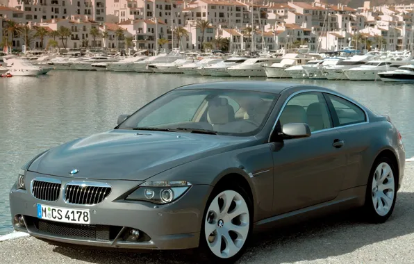 Water, bmw, pier, boats, promenade, coupe, 645ci