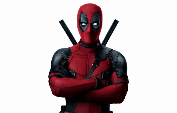 Picture red, weapons, fiction, mask, costume, white background, Ryan Reynolds, Ryan Reynolds