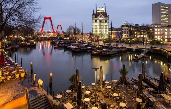 Lights, the evening, Netherlands, Holland, Rotterdam