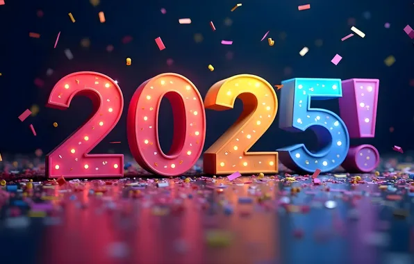 Figures, New year, date, AI art, neural network, New Year 2025