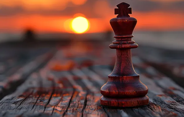 The sky, the sun, light, sunset, dawn, one, Board, chess